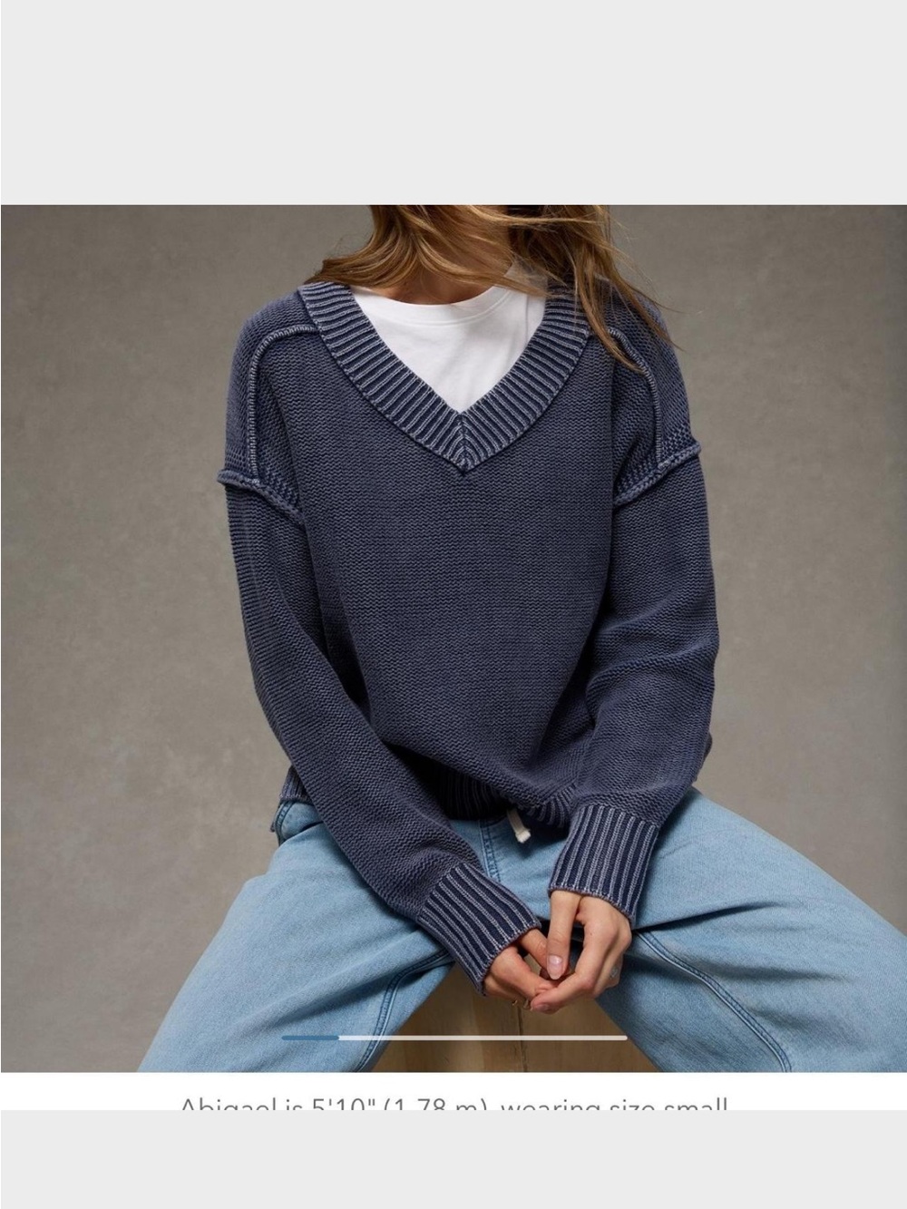 American Eagle Outfitters V-Neck Sweater in Slate Blue